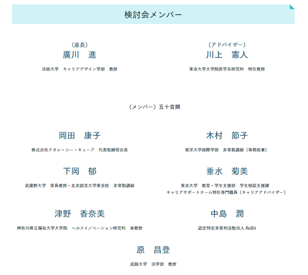 就活ハラスメント検討会メンバー